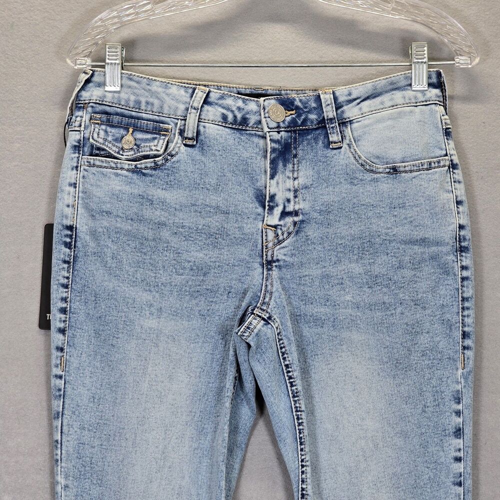True Religion Joey Mid Rise Two-tone Flap Flare Womens Jeans Size 28 NEW - Picture 4 of 16